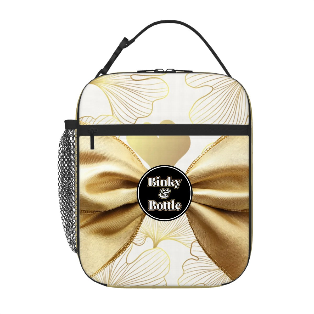 Aurora Binky & Bottle Bag – Elegant Gold Baby Bottle, Pacifier & Snack Bag