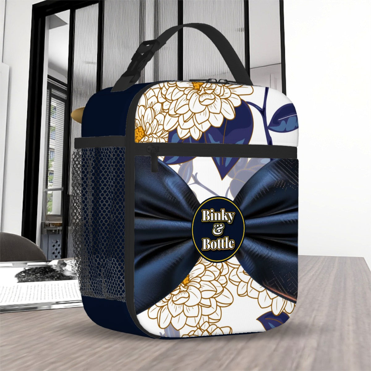 Haven Binky & Bottle Bag – Blue Floral Baby Bottle, Pacifier & Snack Bag